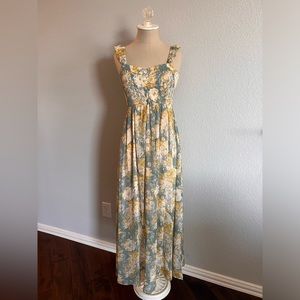 Floral Chiffon Smocked Maxi Dress